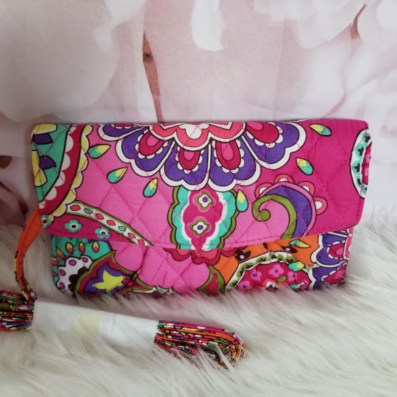 Vera Bradley Wallet Clutch Strap Crossbody Pink - Picture 2 of 8